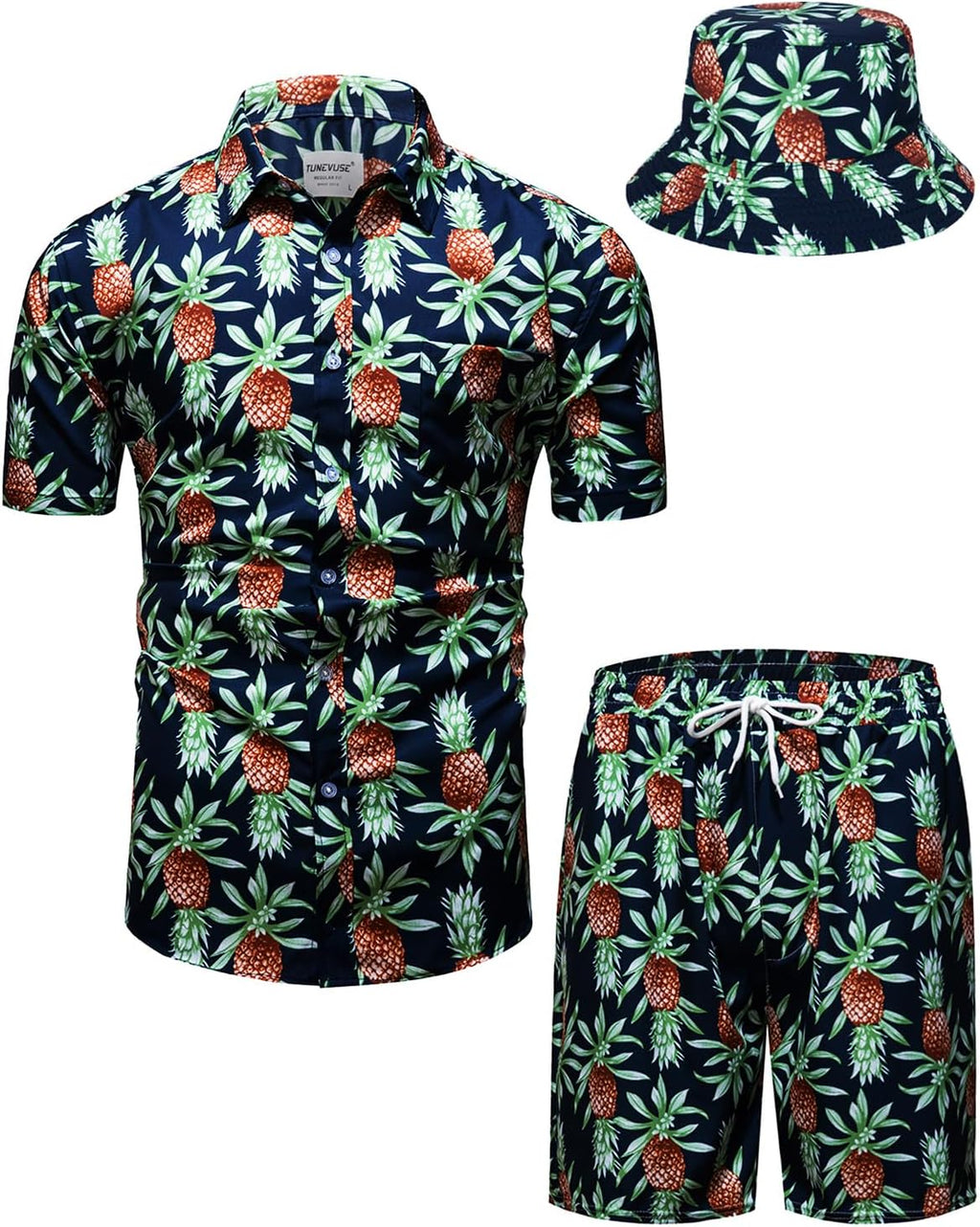 TUNEVUSE Men's Hawaiian Shirt & Shorts Set