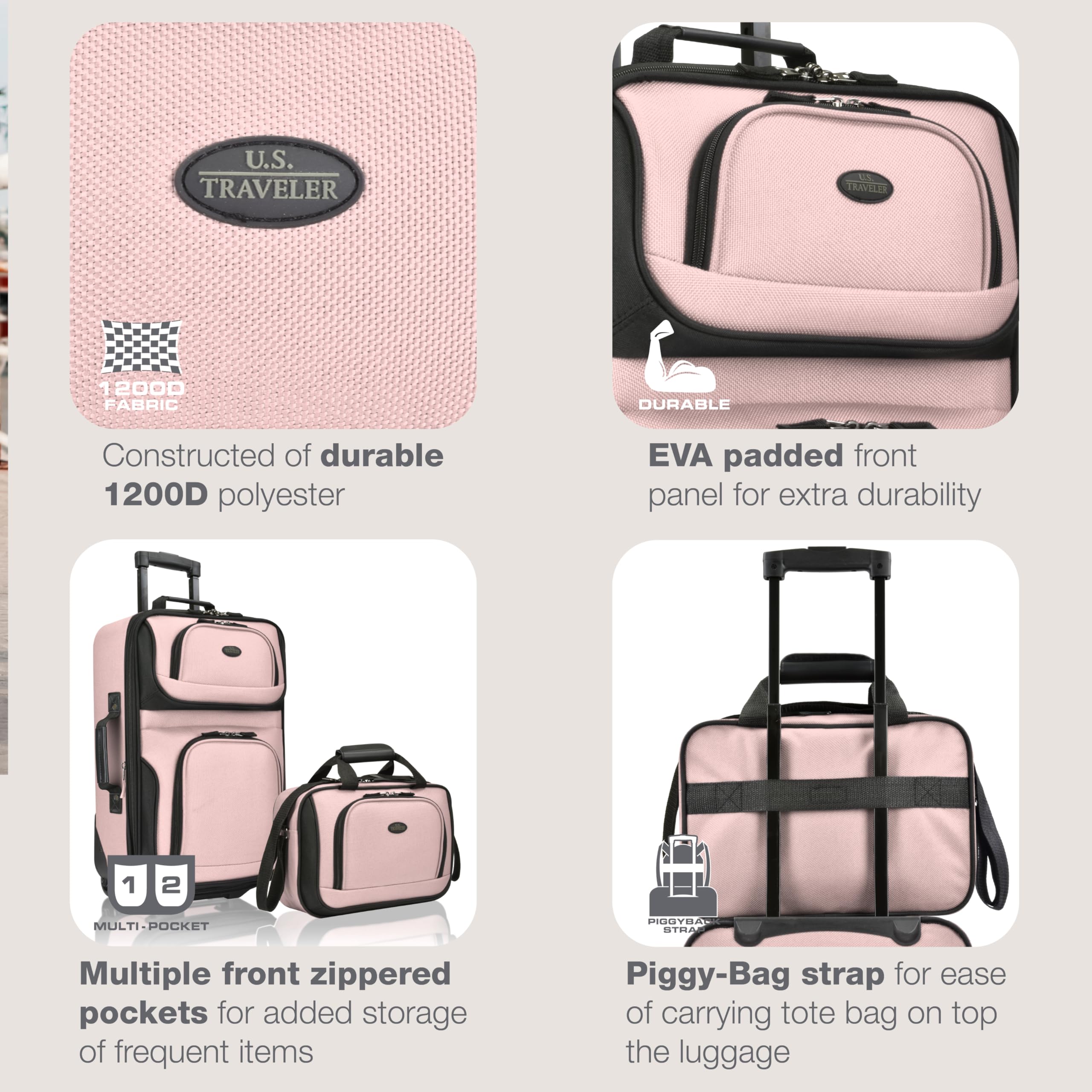 U.S. Traveler Rio Expandable Orange Carry-on -  by Handbags Specialist Headquarter | Available at Handbags Specialist Headquarter