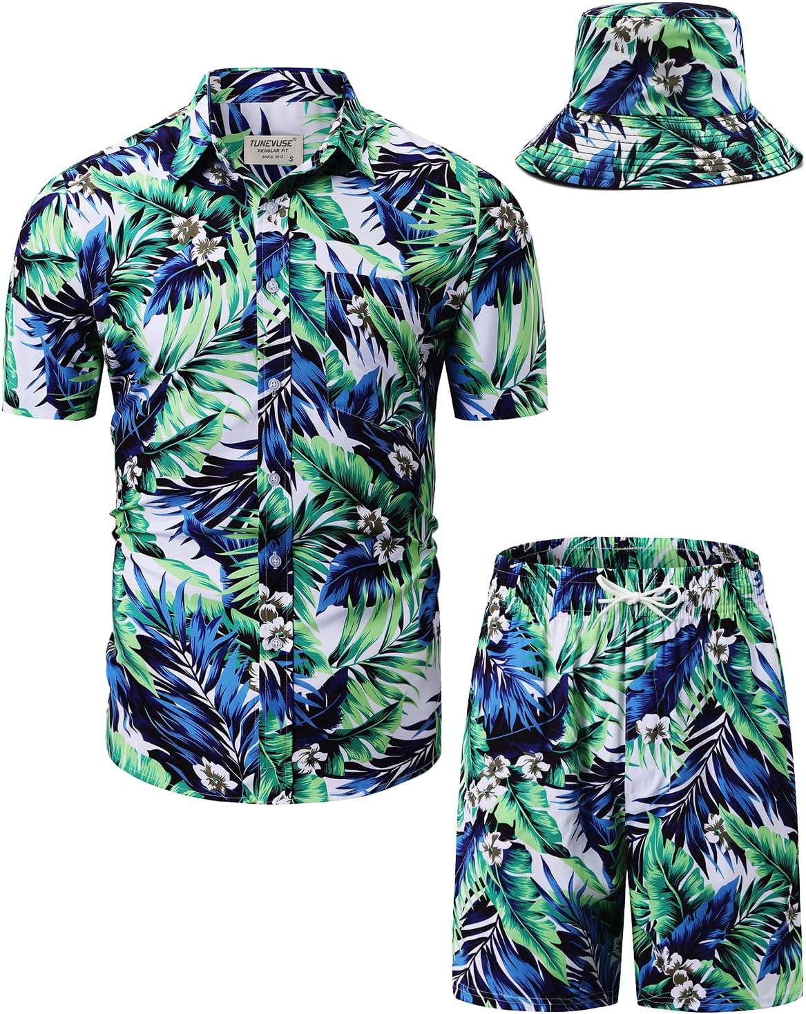 TUNEVUSE Men's Hawaiian Shirt & Shorts Set