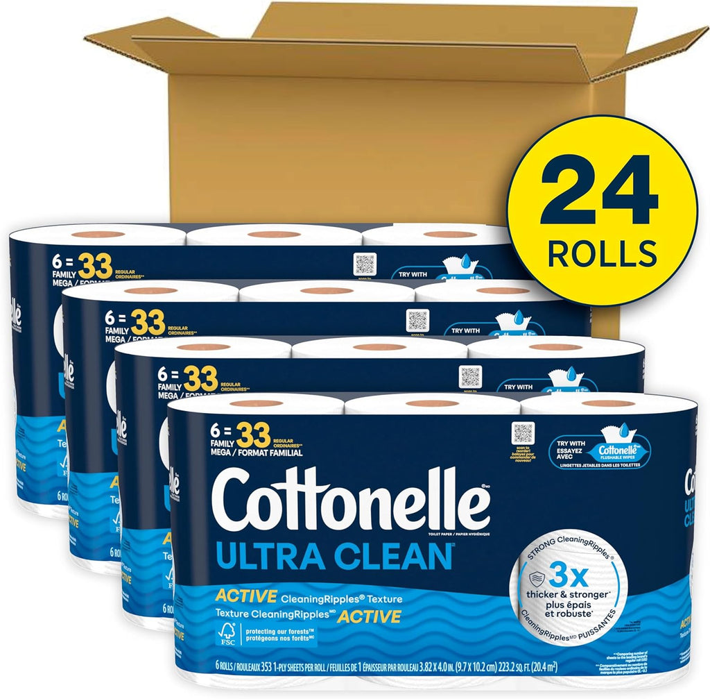Cottonelle Ultra CleanRipples 24 Mega Rolls Pack -  by Handbags Specialist Headquarter | Available at Handbags Specialist Headquarter