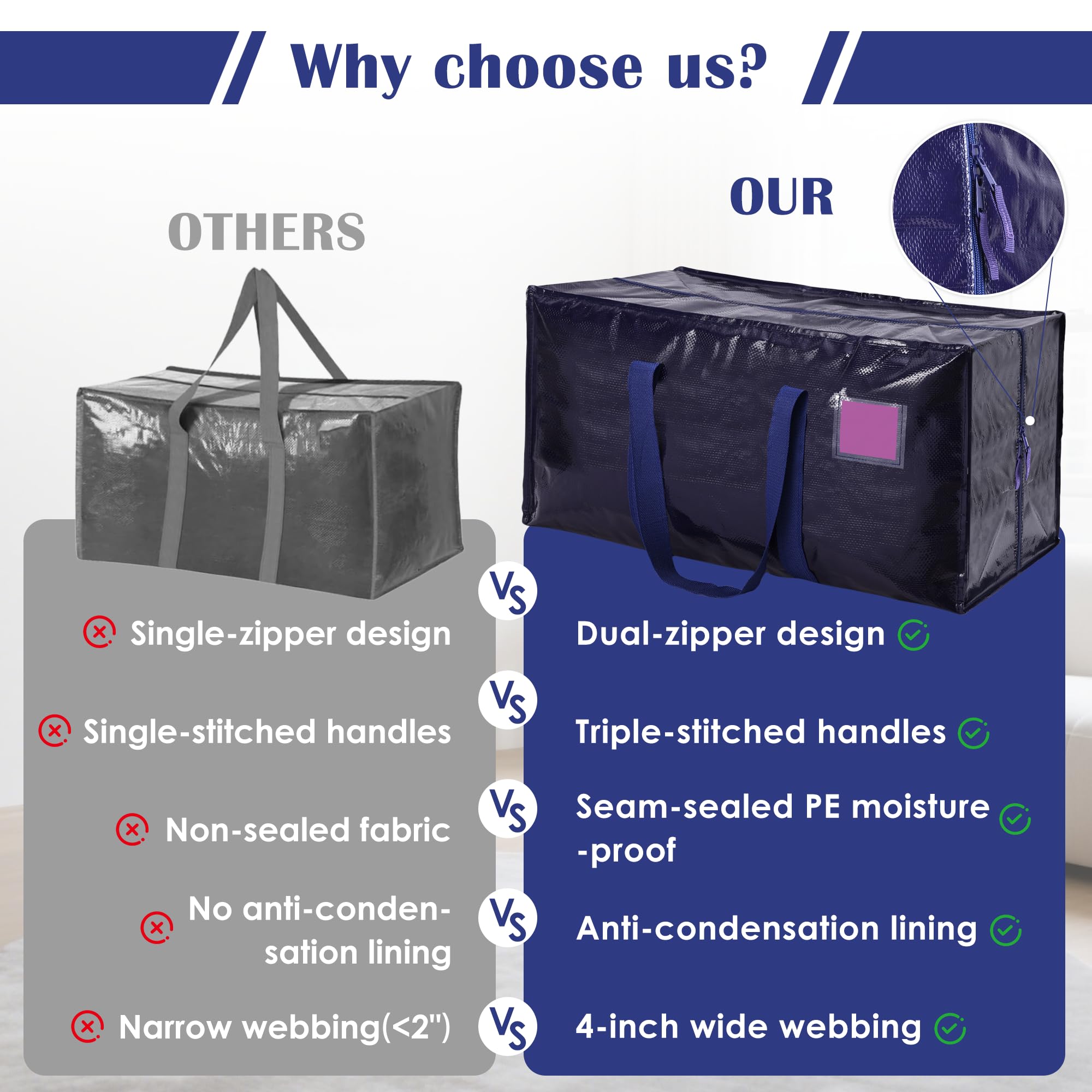 6 Pack XL Heavy Duty Moving Bags - Dark Blue