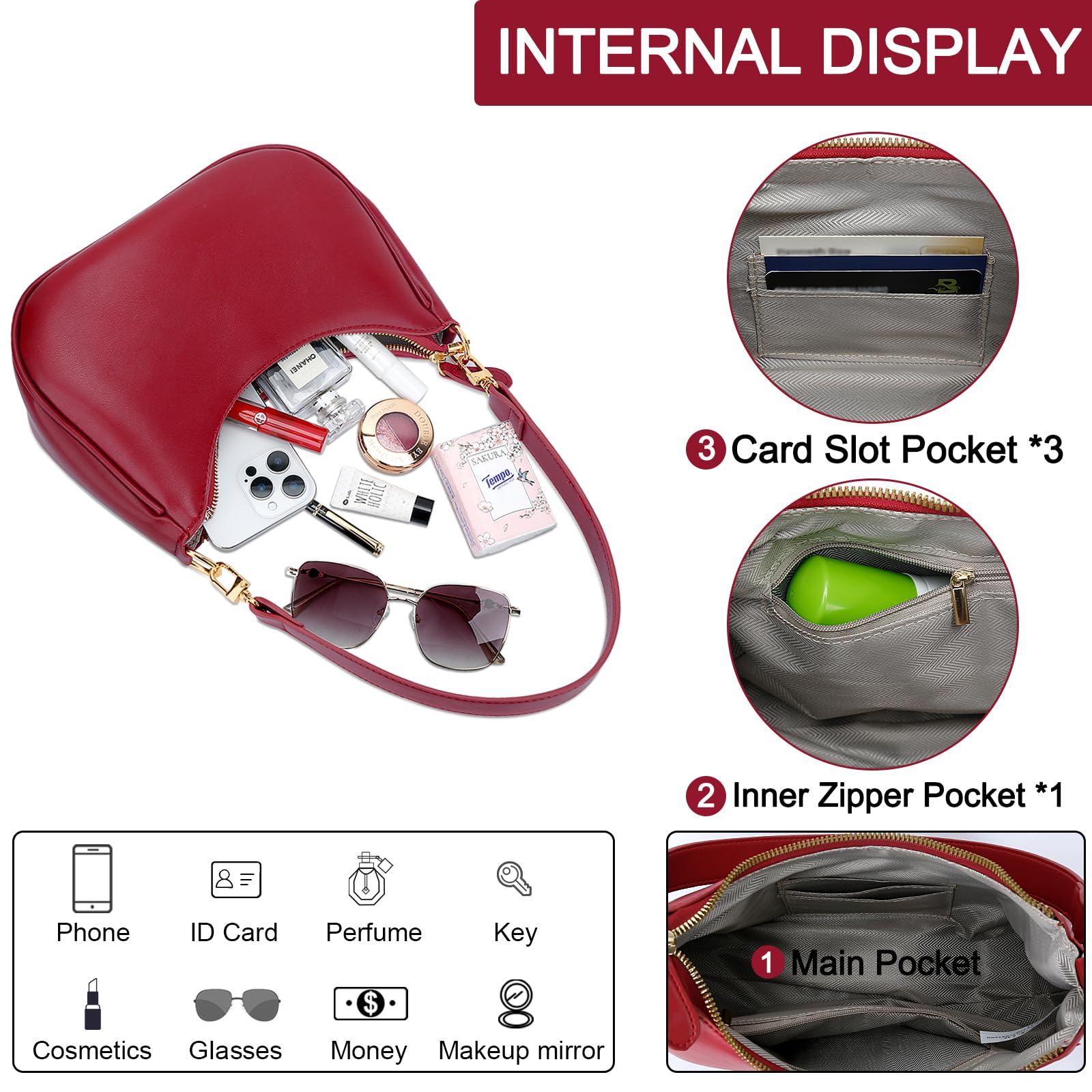 Retro Chic Hobo Bag - Cute Underarm Purse - Shoulder Bags by Handbags Specialist Headquarter | Available at Handbags Specialist Headquarter