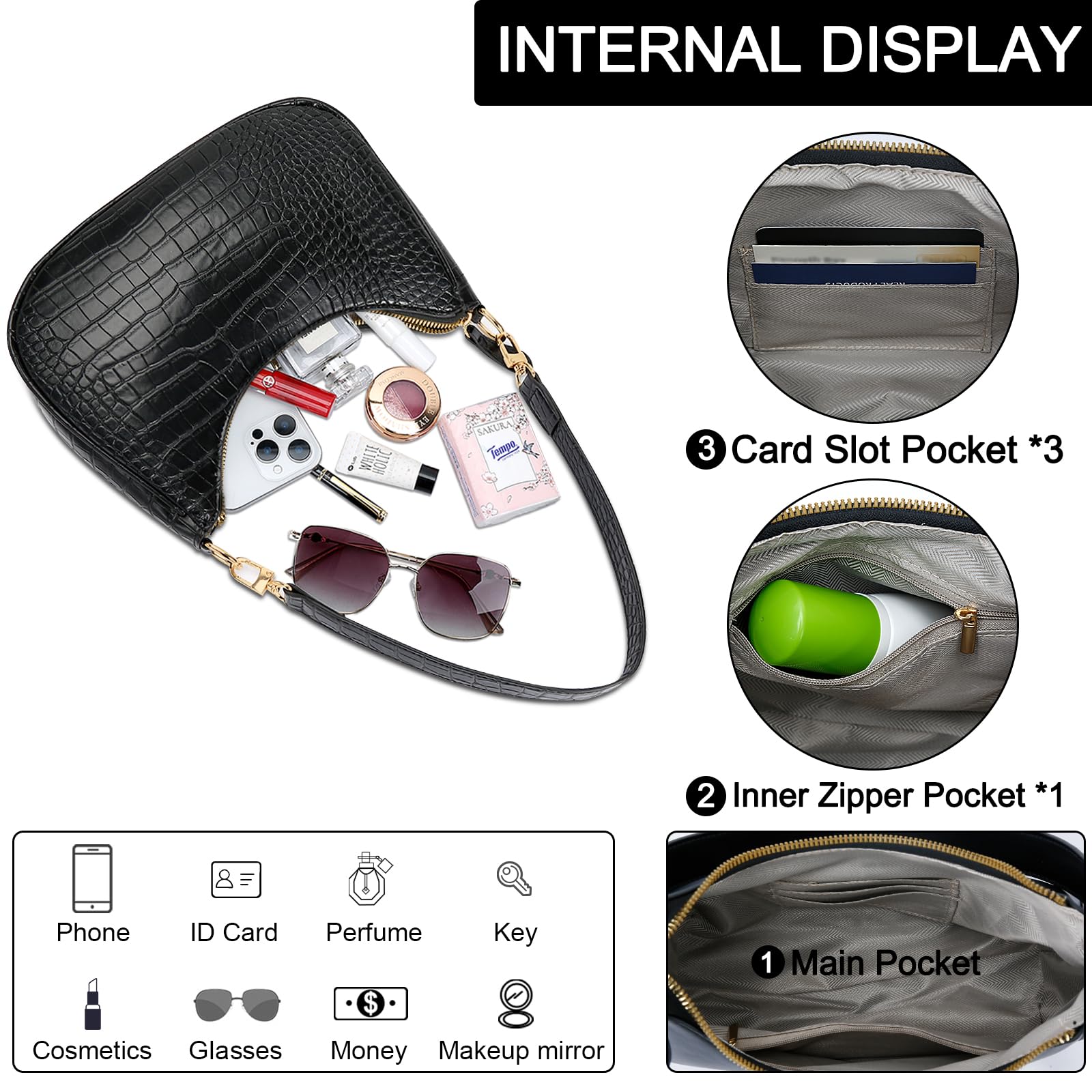 Retro Chic Hobo Bag - Cute Underarm Purse - Shoulder Bags by Handbags Specialist Headquarter | Available at Handbags Specialist Headquarter