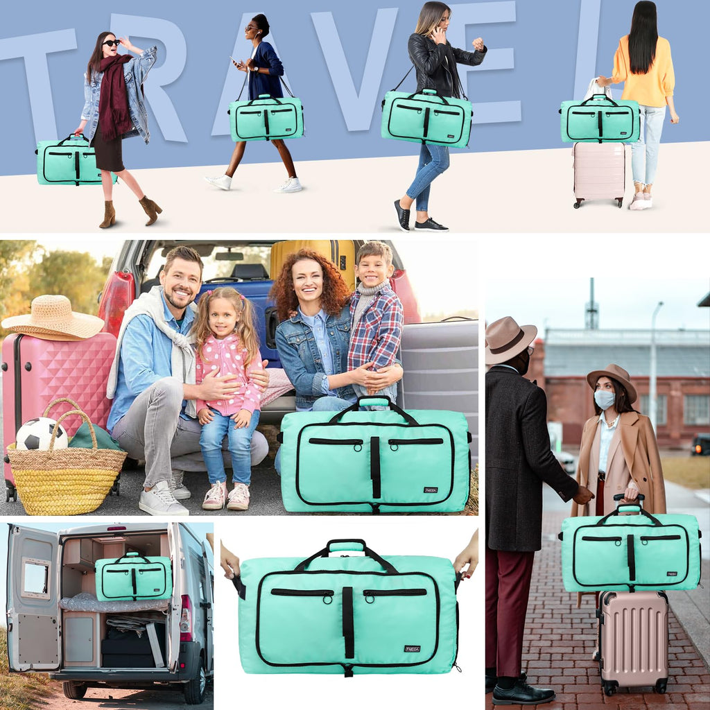 Foldable 65L Duffle Bag with Shoe Compartment