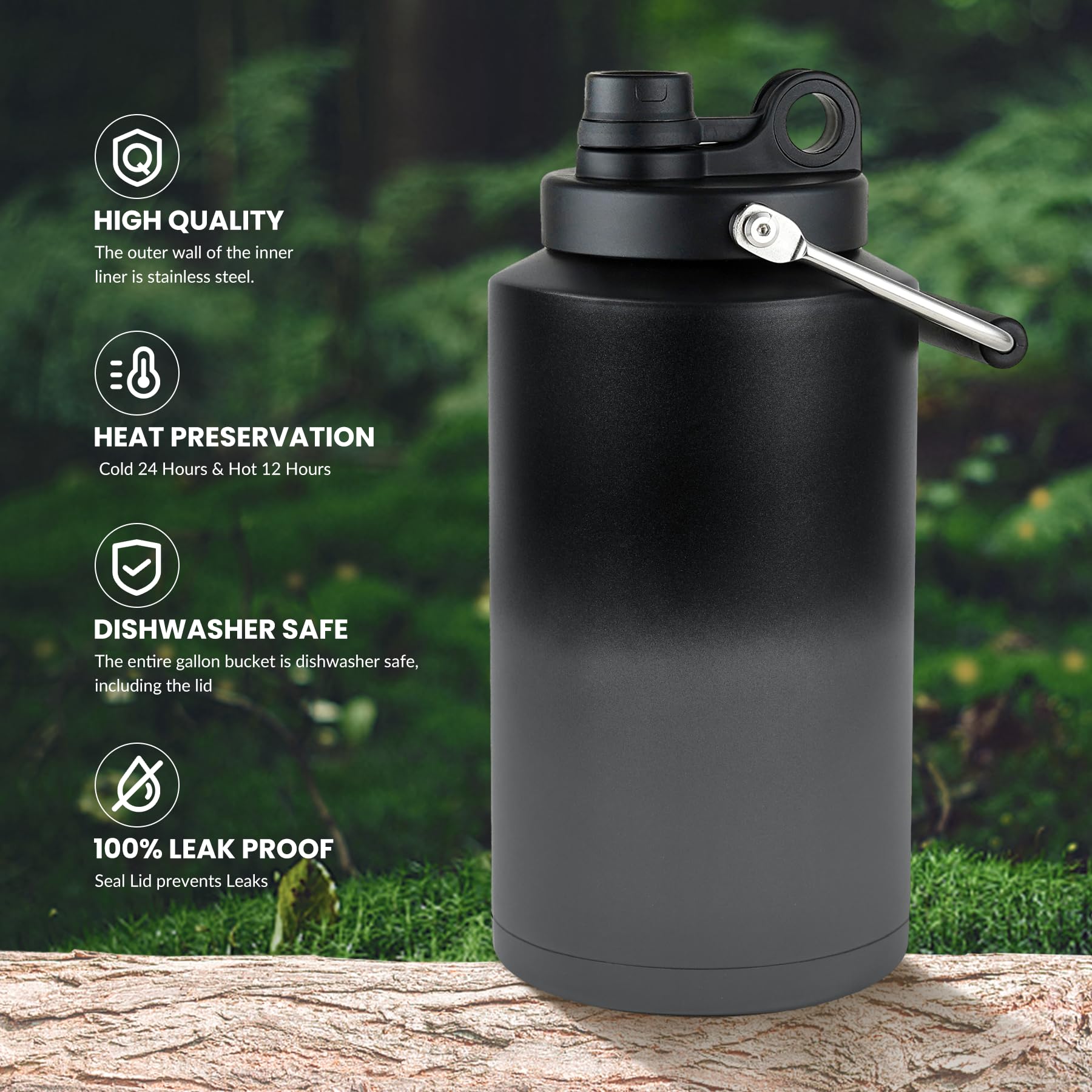 HydraGuard 128oz: Dual-Vacuum Stainless Water Jug - Water Bottles by Handbags Specialist Headquarter | Available at Handbags Specialist Headquarter