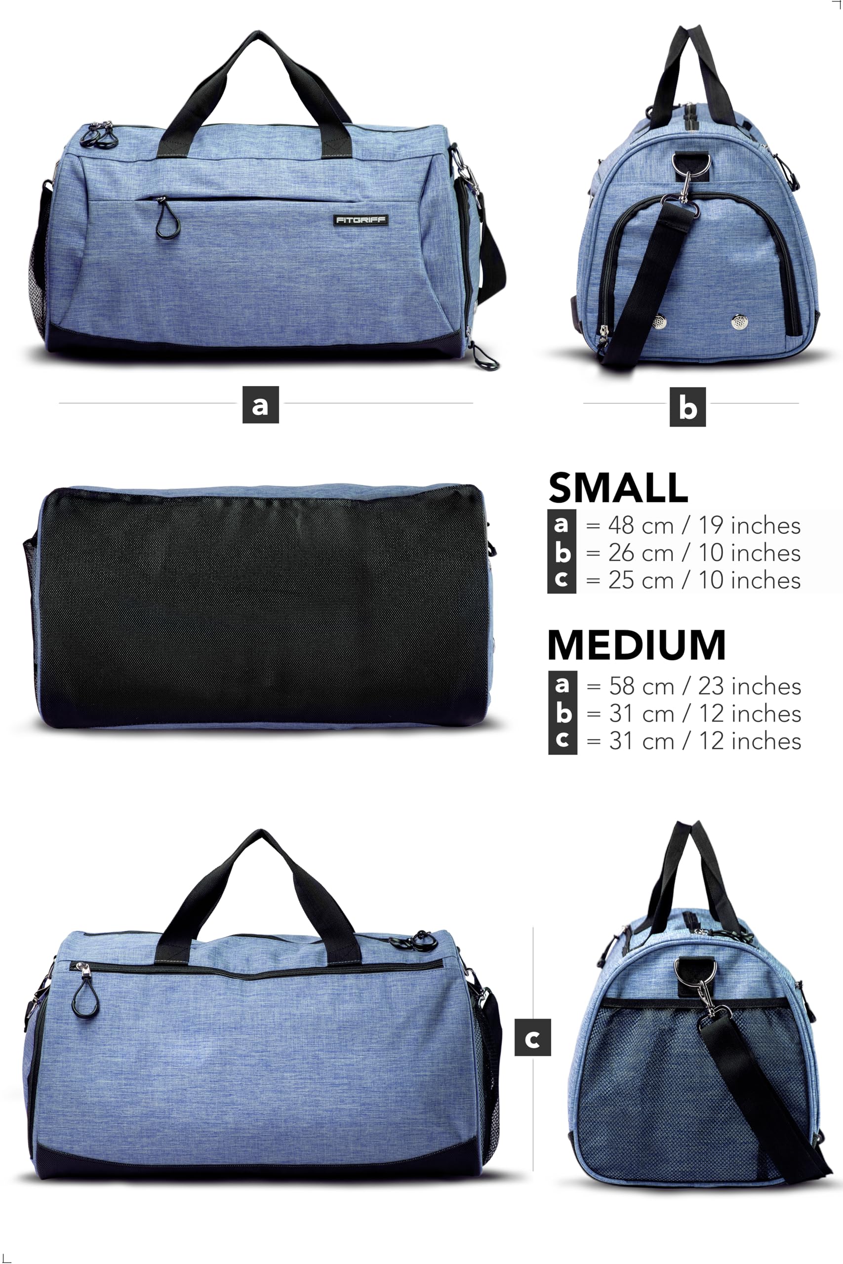 Fitgriff® Gym Bag with Shoe & Wet Compartment