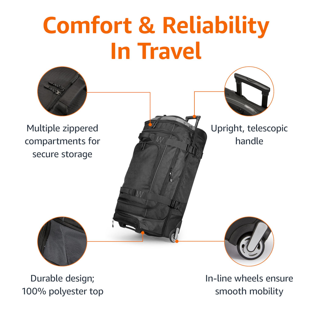 Amazon Basics 35 Large Rolling Duffle Bag, Blue -  by Handbags Specialist Headquarter | Available at Handbags Specialist Headquarter