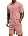 COOFANDY Men's 2 Piece Polo Shirt & Shorts Set