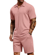 COOFANDY Men's 2 Piece Polo Shirt & Shorts Set