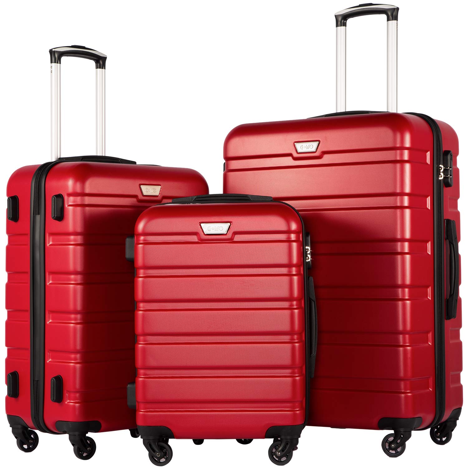 Coolife 3-Piece Hardshell Luggage Set - Navy