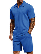 COOFANDY Men's 2 Piece Polo Shirt & Shorts Set