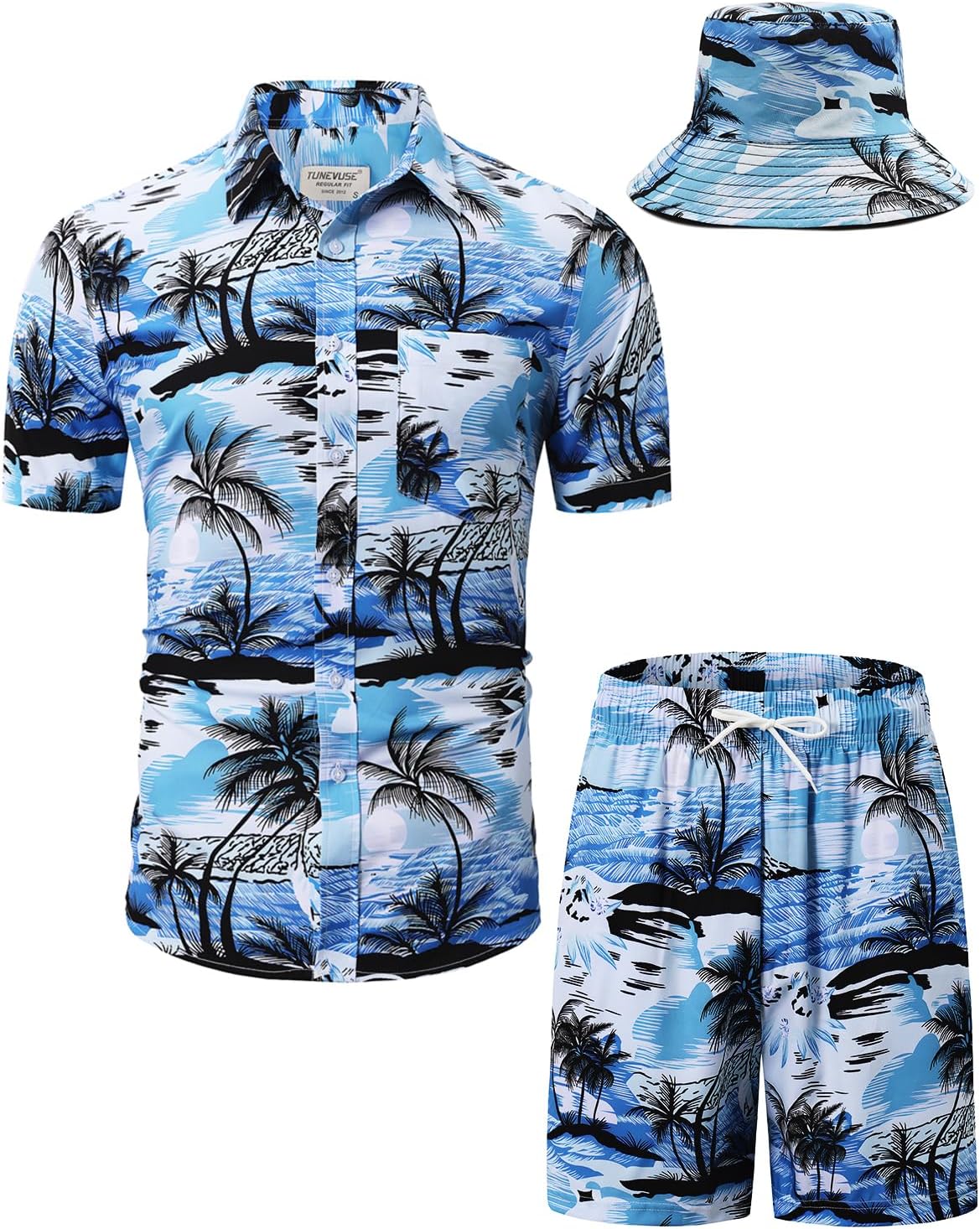 TUNEVUSE Men's Hawaiian Shirt & Shorts Set