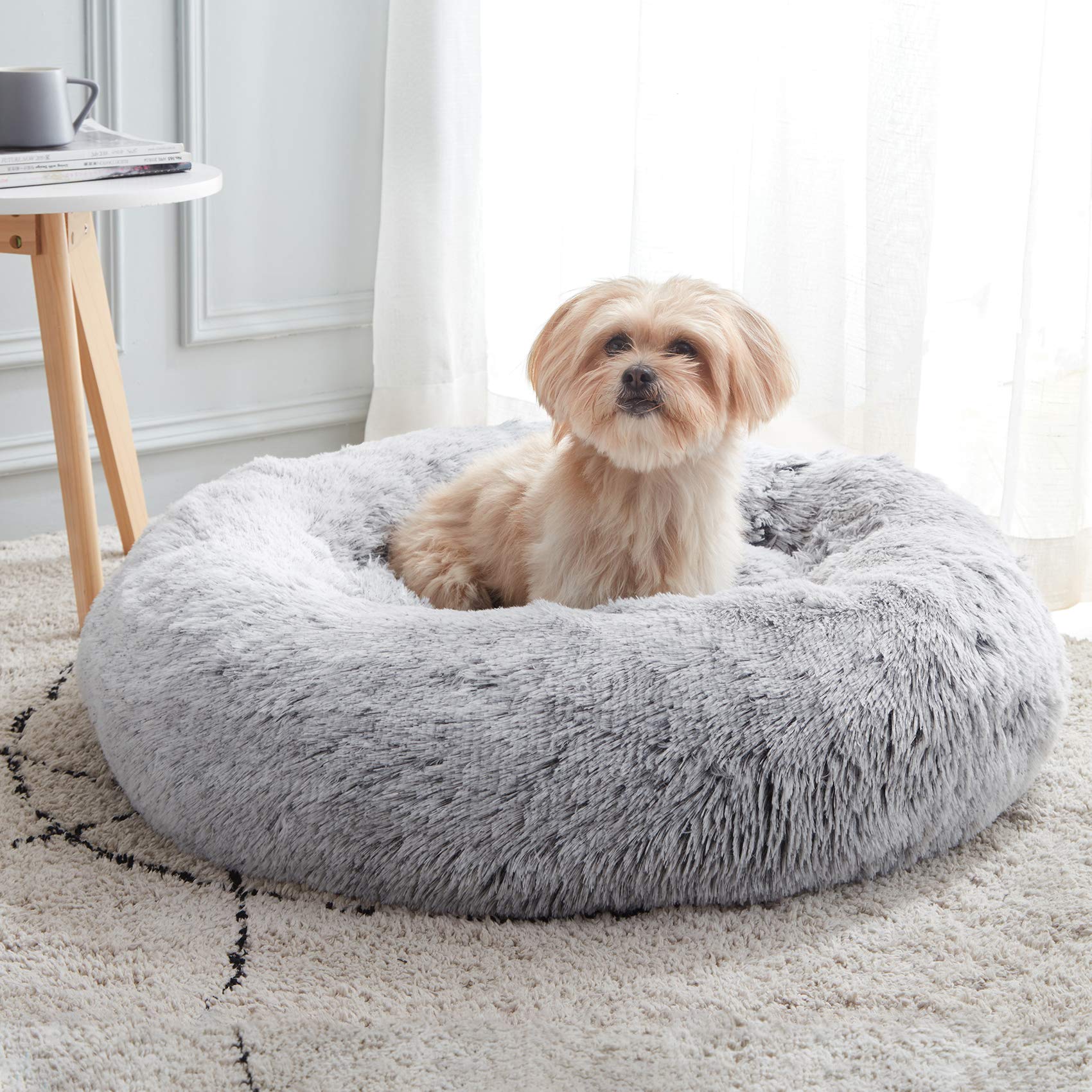 PawCozy Nest: Plush Anti-Anxiety Pet Bed, Light Grey -  by Handbags Specialist Headquarter | Available at Handbags Specialist Headquarter