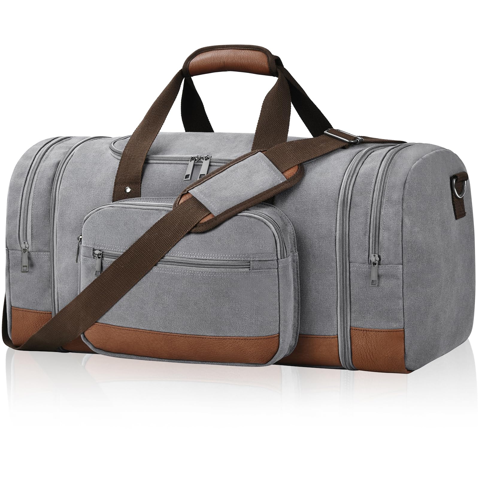 50L/60L Canvas Duffel - Multi-Pocket Travel Bag