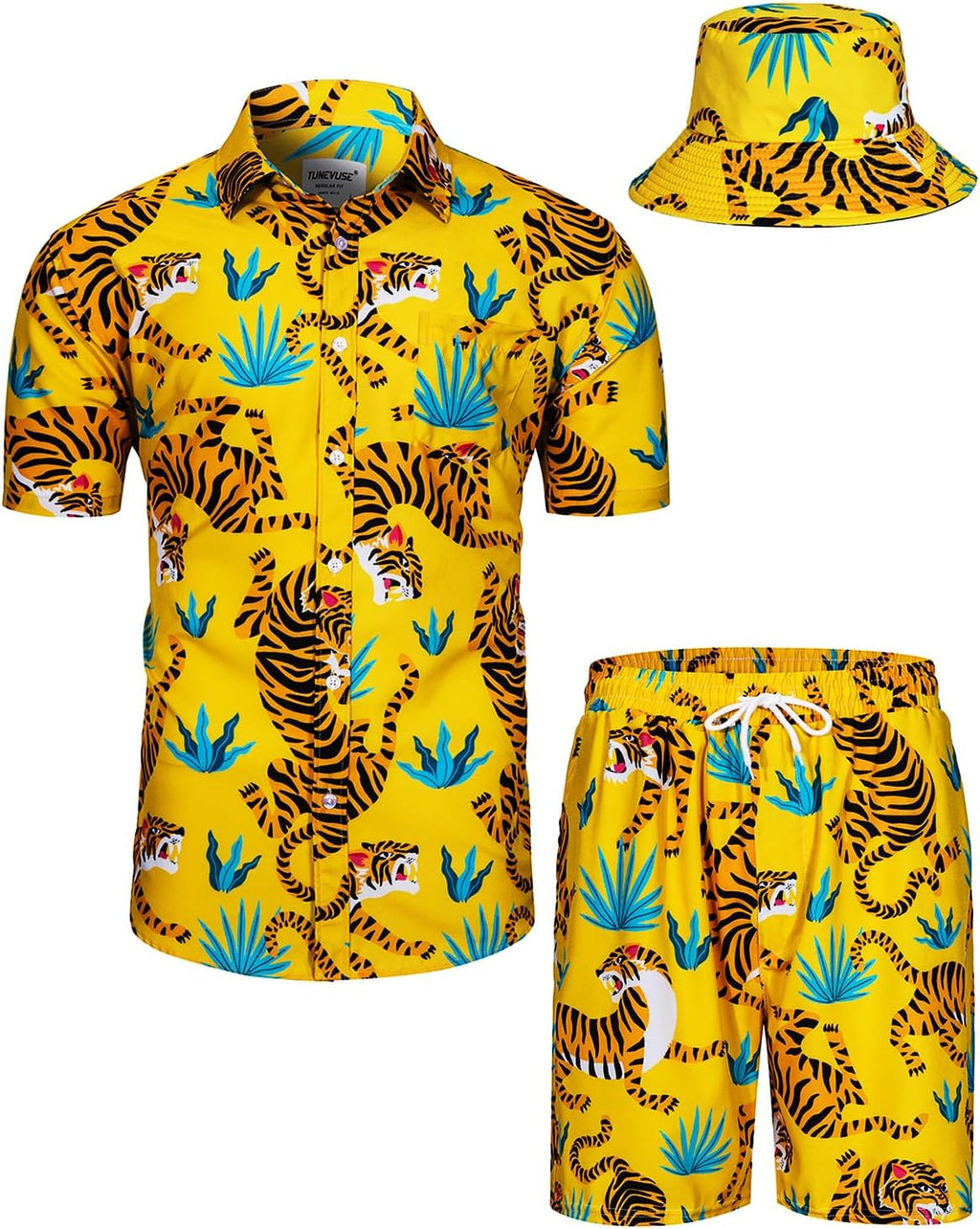 TUNEVUSE Men's Hawaiian Shirt & Shorts Set