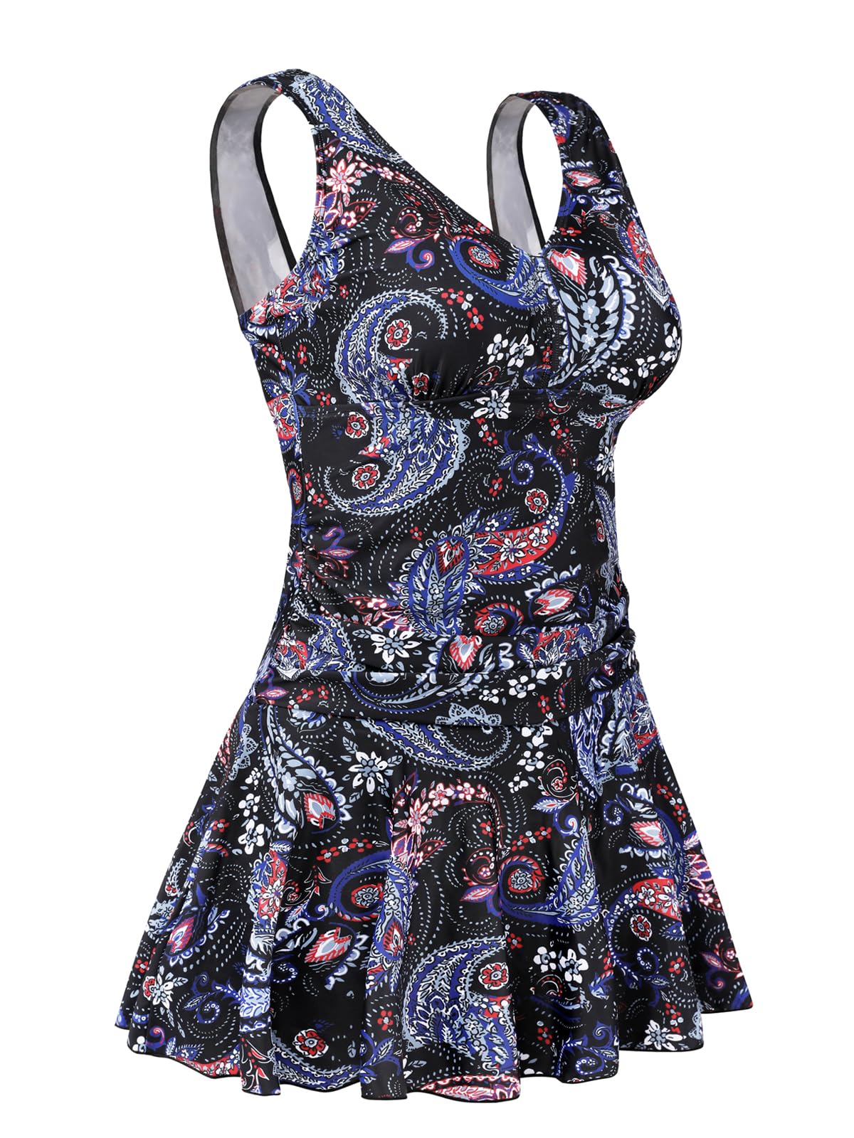 Plus Size Floral Shaping One Piece Swim Dress