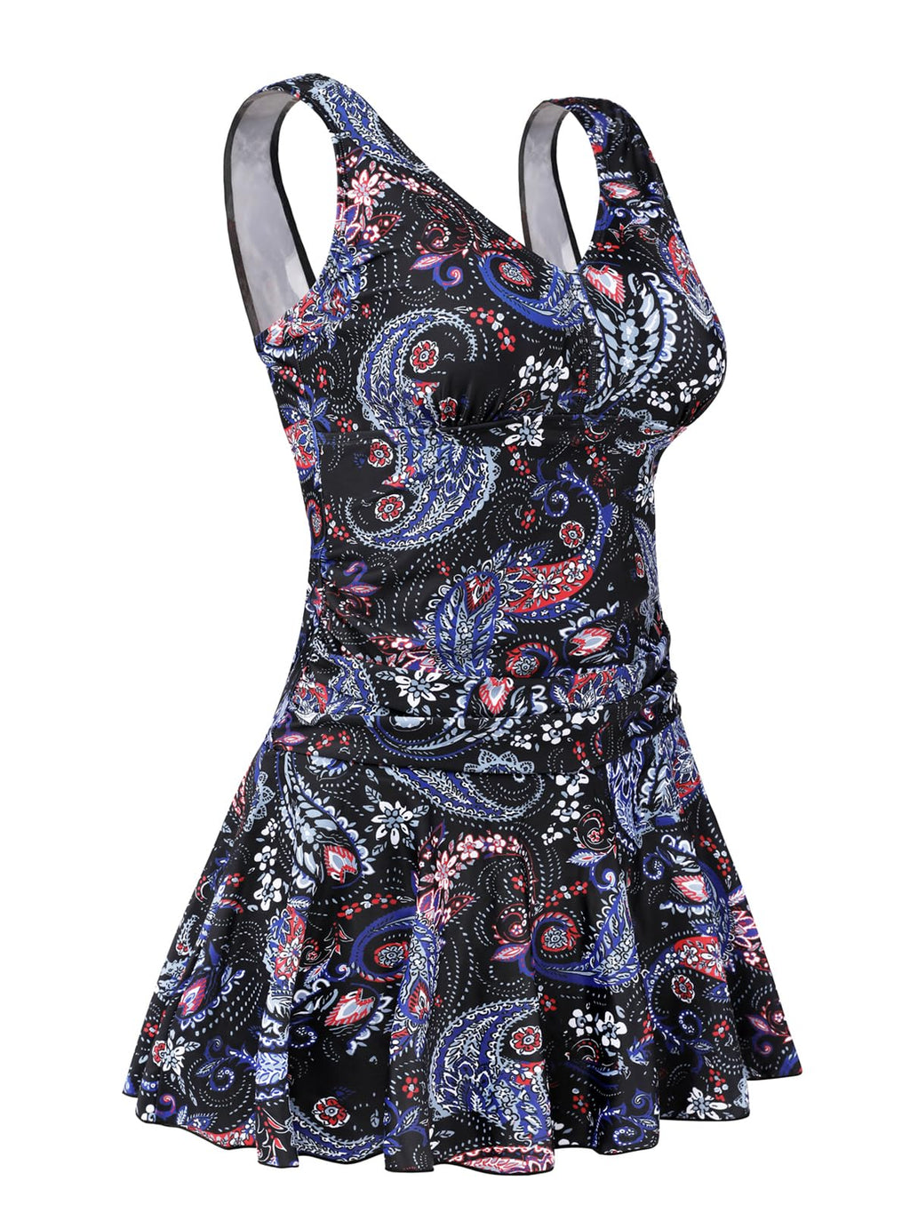 Plus Size Floral Shaping One Piece Swim Dress