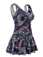 Plus Size Floral Shaping One Piece Swim Dress