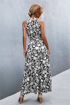 Printed Sleeveless Tie Waist Maxi Dress - Maxi Dress by Trendsi | Available at Handbags Specialist Headquarter
