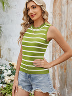 Striped Round Neck Tank - Tops by Trendsi | Available at Handbags Specialist Headquarter