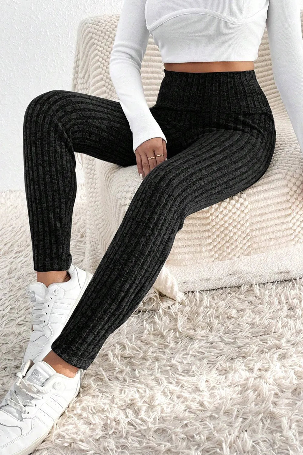 Ribbed High Waist Leggings - Leggings by Trendsi | Available at Handbags Specialist Headquarter