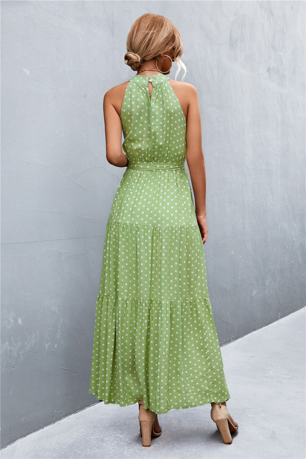 Printed Sleeveless Tie Waist Maxi Dress - Maxi Dress by Trendsi | Available at Handbags Specialist Headquarter
