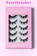 SO PINK BEAUTY Mink Eyelashes 5 Pairs - Sleepwear by Trendsi | Available at Handbags Specialist Headquarter