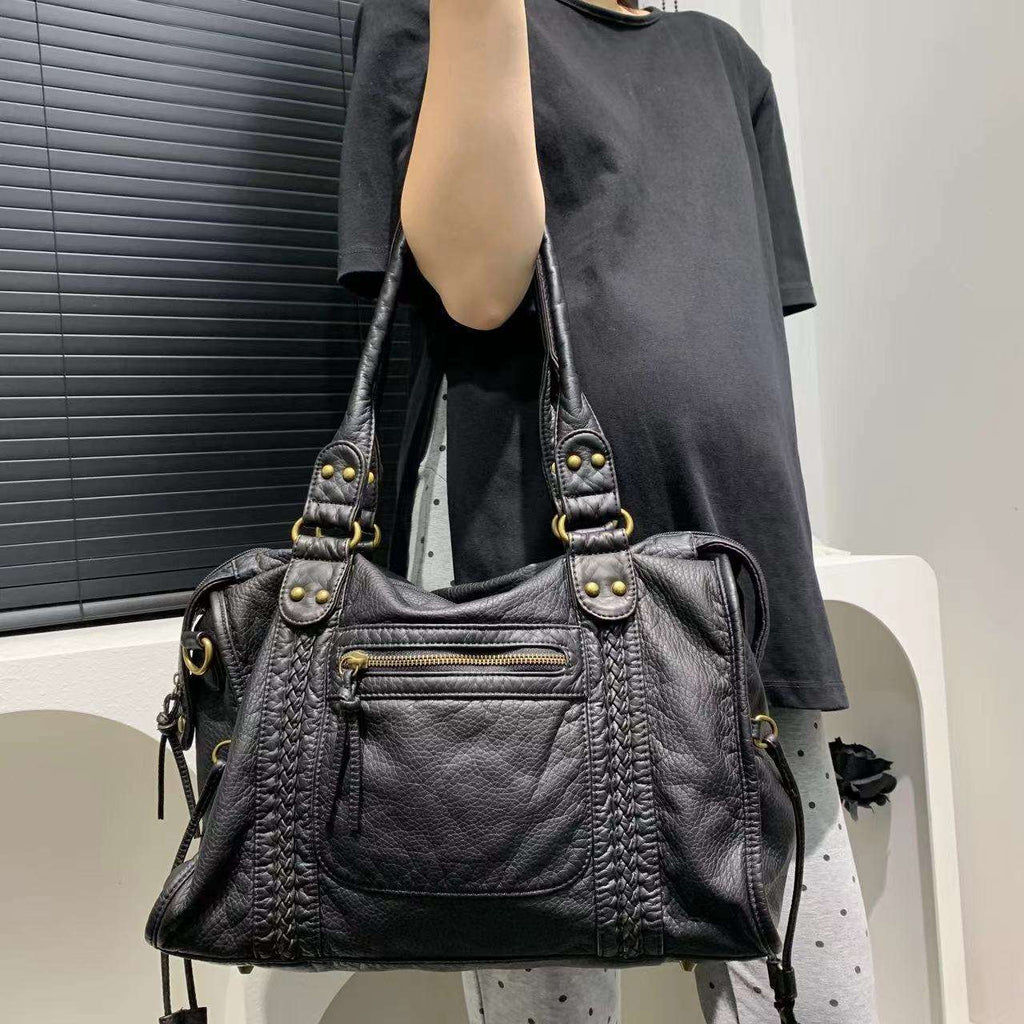 Women's Soft Leather Vintage Tote Bag Shoulder Messenger Bag - Shoulder Bag by Trendsi | Available at Handbags Specialist Headquarter