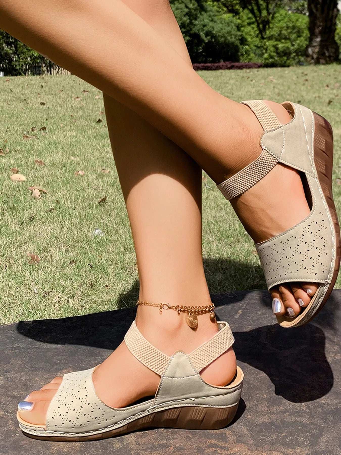 Open Toe Wedge Sandals -  by Trendsi | Available at Handbags Specialist Headquarter
