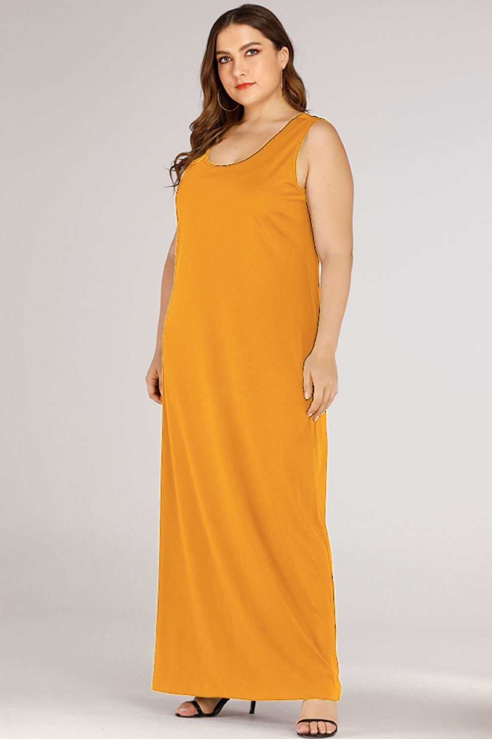 Plus Size Scoop Neck Maxi Tank Dress - Dresses by Trendsi | Available at Handbags Specialist Headquarter