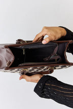 David Jones Argyle Pattern PU Leather Handbag - Handbags by Trendsi | Available at Handbags Specialist Headquarter