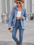 Button Up Long Sleeve Denim Jacket - Tops by Trendsi | Available at Handbags Specialist Headquarter