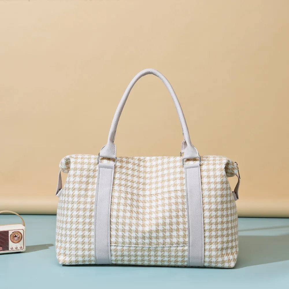Houndstooth Canvas Travel Bag - travel-bag by Trendsi | Available at Handbags Specialist Headquarter
