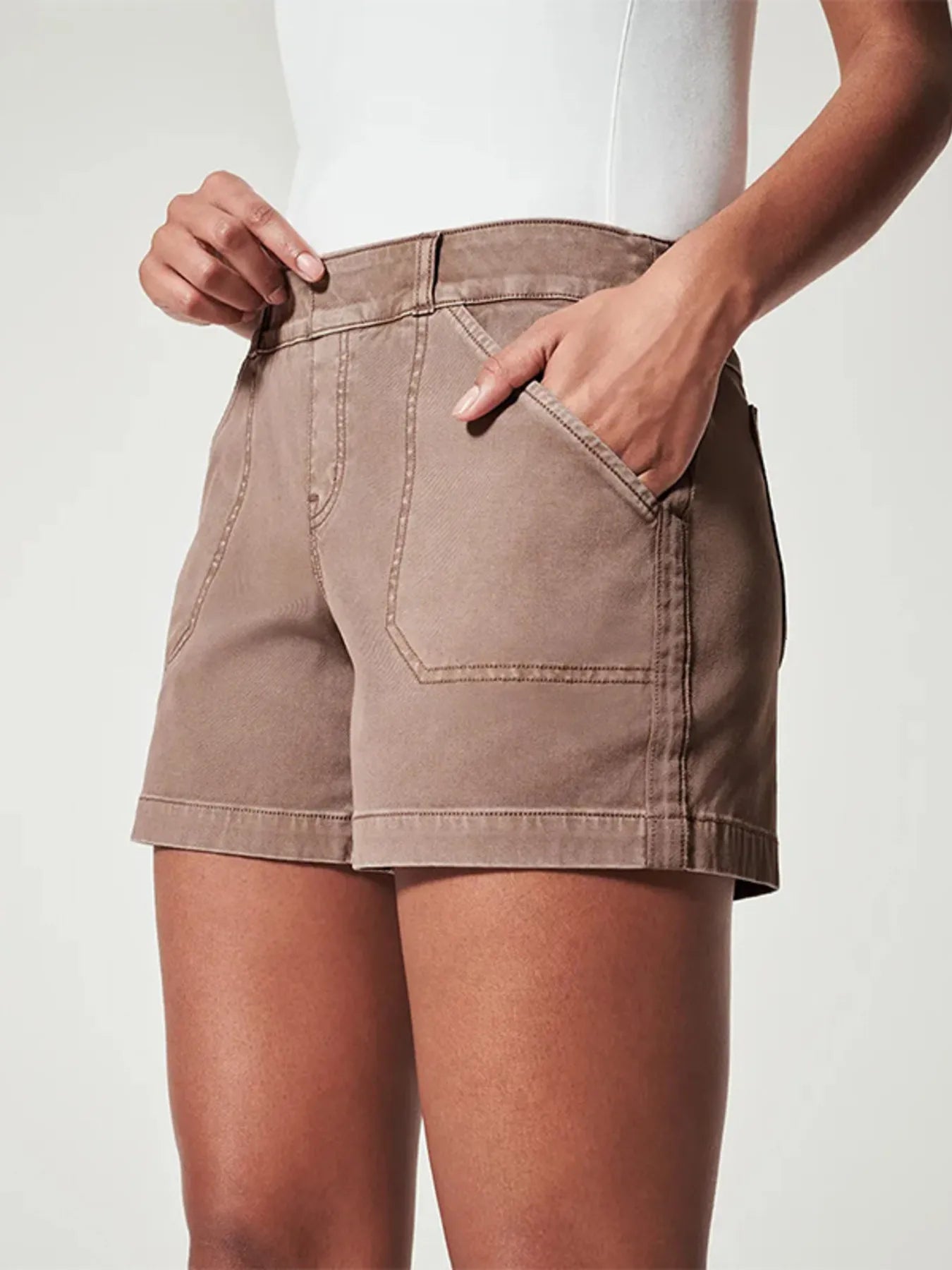 Full Size Vintage Washed Denim Shorts with Pockets Plus Size - Women / Jeans & Denim by Trendsi | Available at Handbags Specialist Headquarter