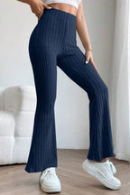 Basic Bae Full Size Ribbed High Waist Flare Pants - Women Pants by Trendsi | Available at Handbags Specialist Headquarter