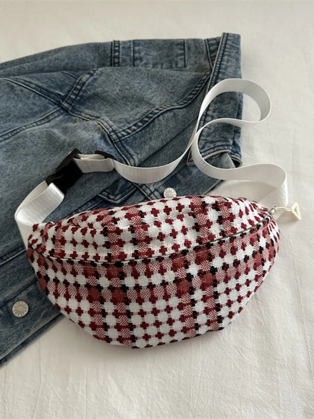 Plaid Wide Strap Crossbody Bag - Handbags by Trendsi | Available at Handbags Specialist Headquarter