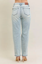 Judy Blue Full Size Mr Repair Stitch Detail Destroy Single Cuff Bf Jeans Plus Size - Women / Jeans & Denim by Trendsi | Available at Handbags Specialist Headquarter