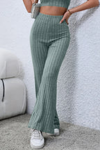 Basic Bae Full Size Ribbed High Waist Flare Pants - Women Pants by Trendsi | Available at Handbags Specialist Headquarter