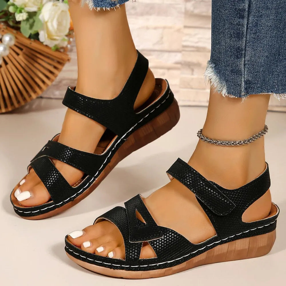 Open Toe Wedge Sandals -  by Trendsi | Available at Handbags Specialist Headquarter