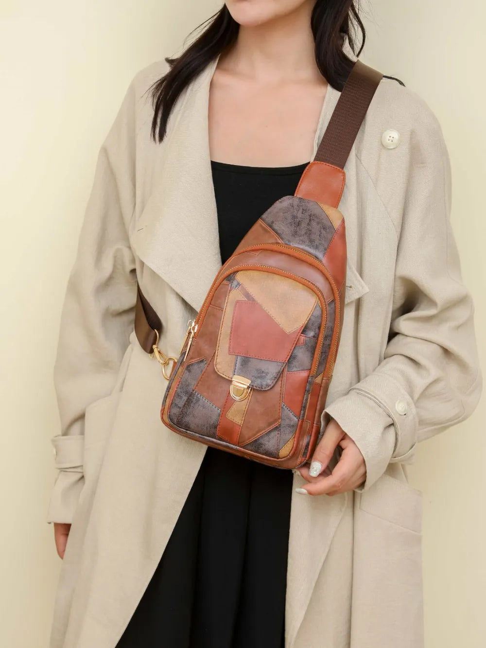 PU Leather Color Block Crossbody Bag - Crossbody Bag by Trendsi | Available at Handbags Specialist Headquarter