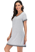 Contrast Trim Short Sleeve Lounge Dress - Sleepwear by Trendsi | Available at Handbags Specialist Headquarter