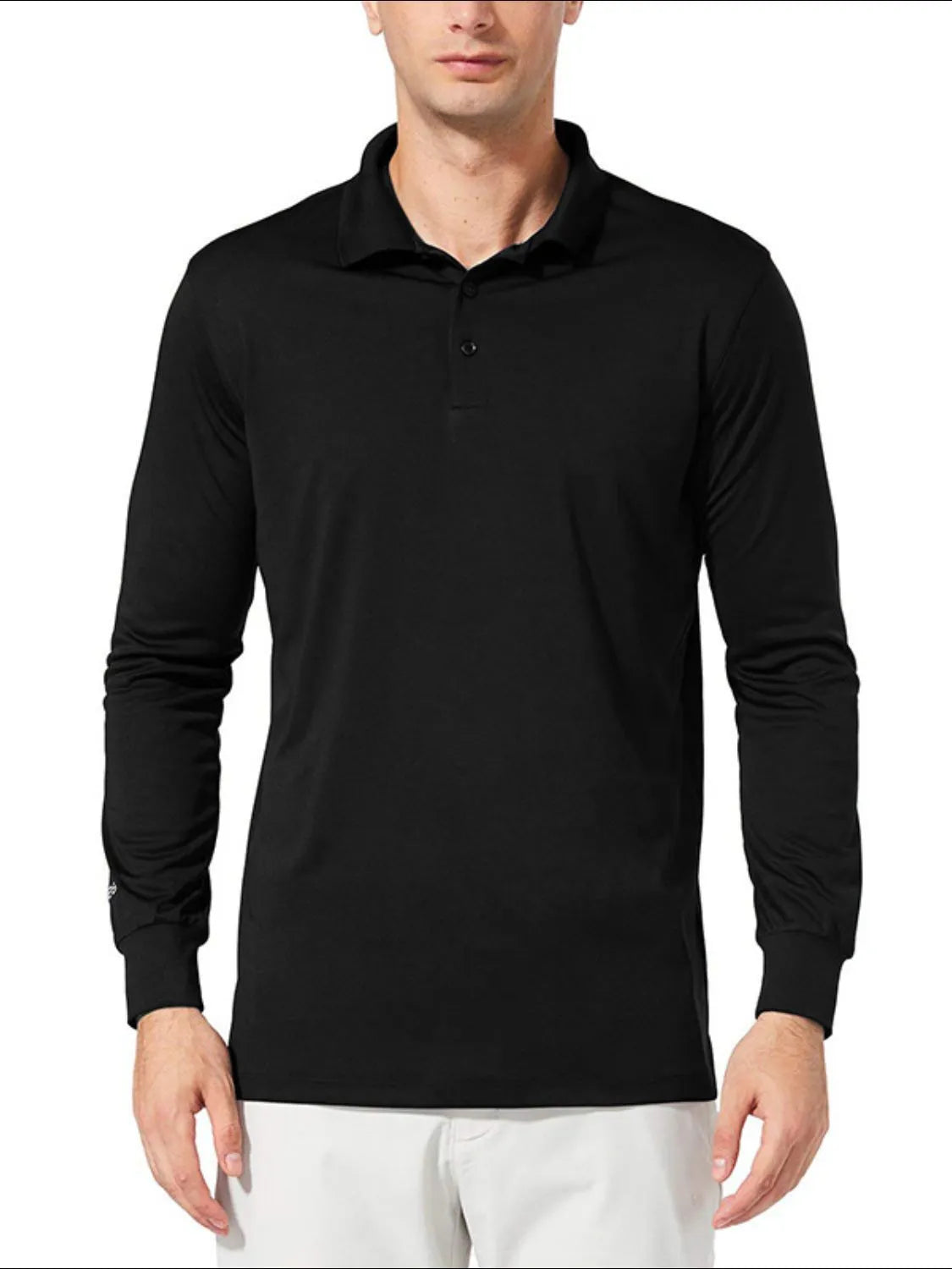 Long Sleeve Collared Neck Polo Shirt - Men's Polo shirt by Trendsi | Available at Handbags Specialist Headquarter