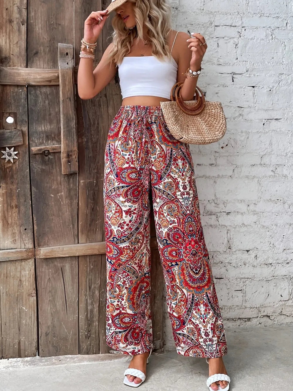 Printed Wide Leg Pants - Women Pants by Trendsi | Available at Handbags Specialist Headquarter
