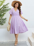 Honey Plus Size Printed Smocked Waist Surplice Dress - Dresses by Trendsi | Available at Handbags Specialist Headquarter