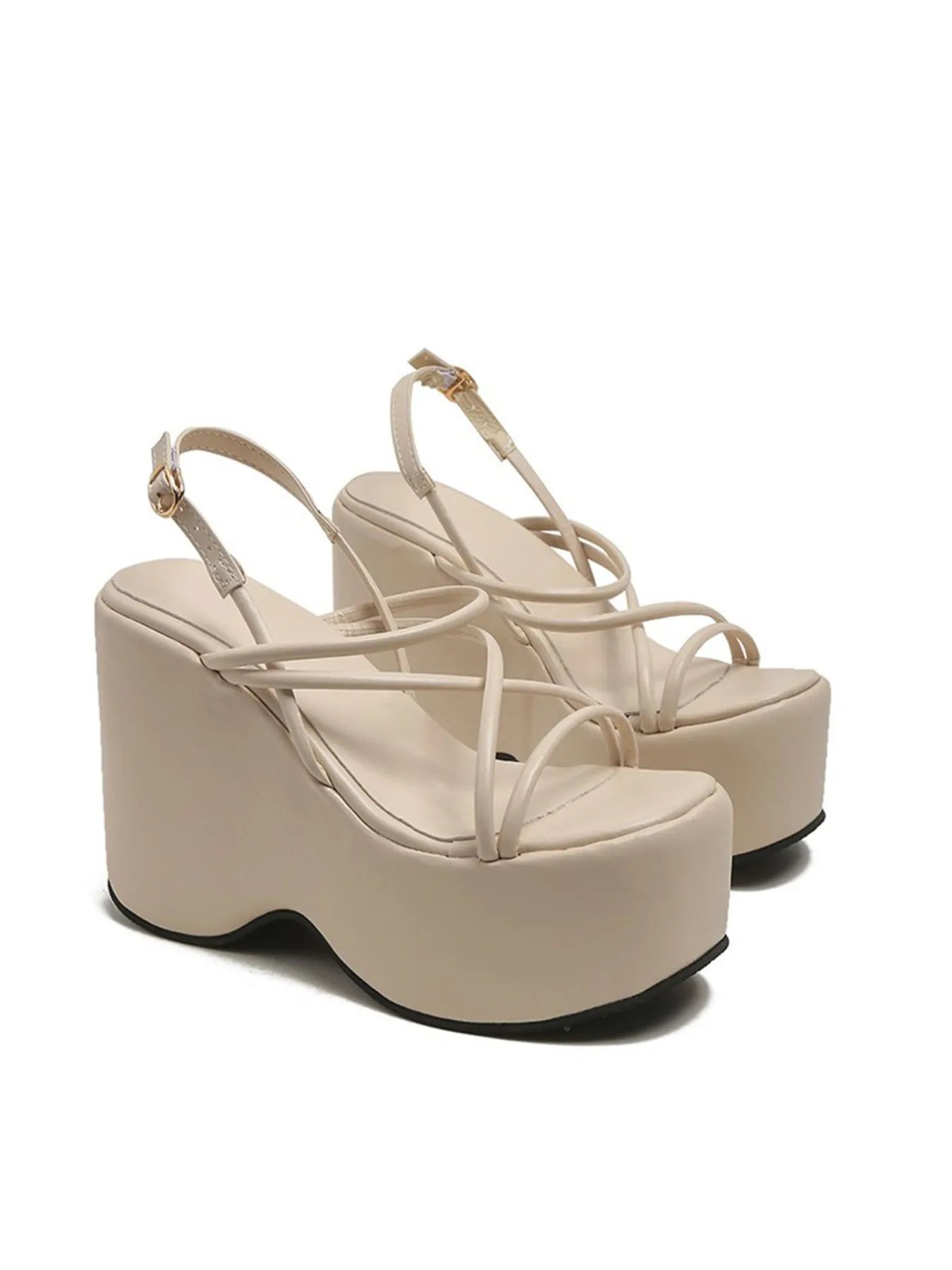 Strappy Platform Wedge Sandals - Women Sandals by Trendsi | Available at Handbags Specialist Headquarter
