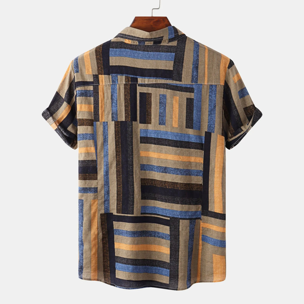 Men's Plus Size Short Sleeve Button-Down Casual Shirt - mens-shirts by Trendsi | Available at Handbags Specialist Headquarter