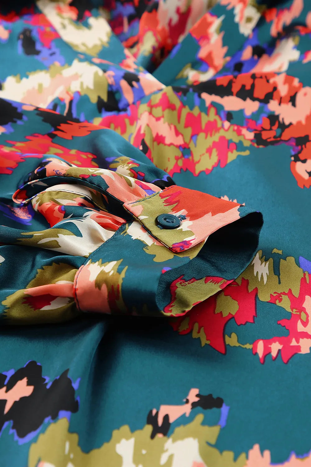 Plus Size Printed Johnny Collar Long Sleeve Blouse - Plus Size Shirts by Trendsi | Available at Handbags Specialist Headquarter