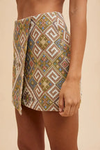 Annie Wear Ethic Woven Jacquard Wrap Mini Skirt - Skirts by Trendsi | Available at Handbags Specialist Headquarter