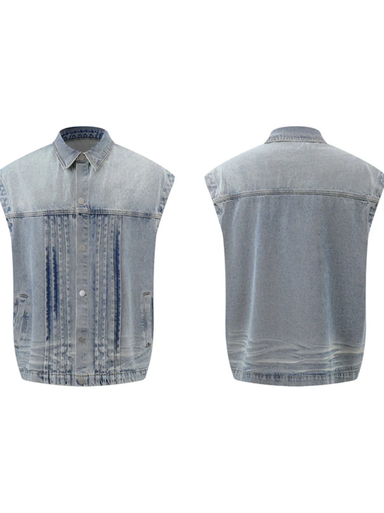 Men's Plus Size Sleeveless Vintage Washed Denim Jacket - Men's jackets by Trendsi | Available at Handbags Specialist Headquarter
