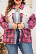 Plus Size Plaid Collared Neck Long Sleeve Shirt - Plus Size Shirts by Trendsi | Available at Handbags Specialist Headquarter